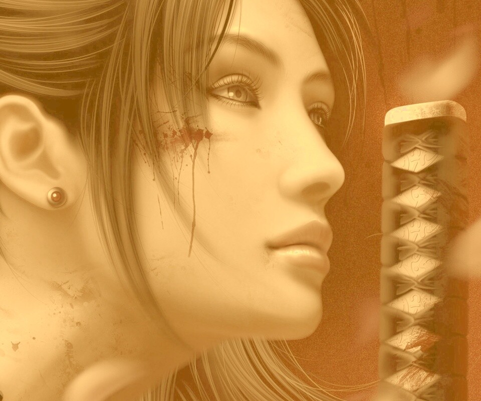 Японка с катаной обои