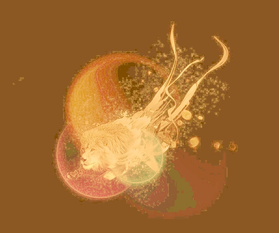 Лев в абстарктой фигне обои