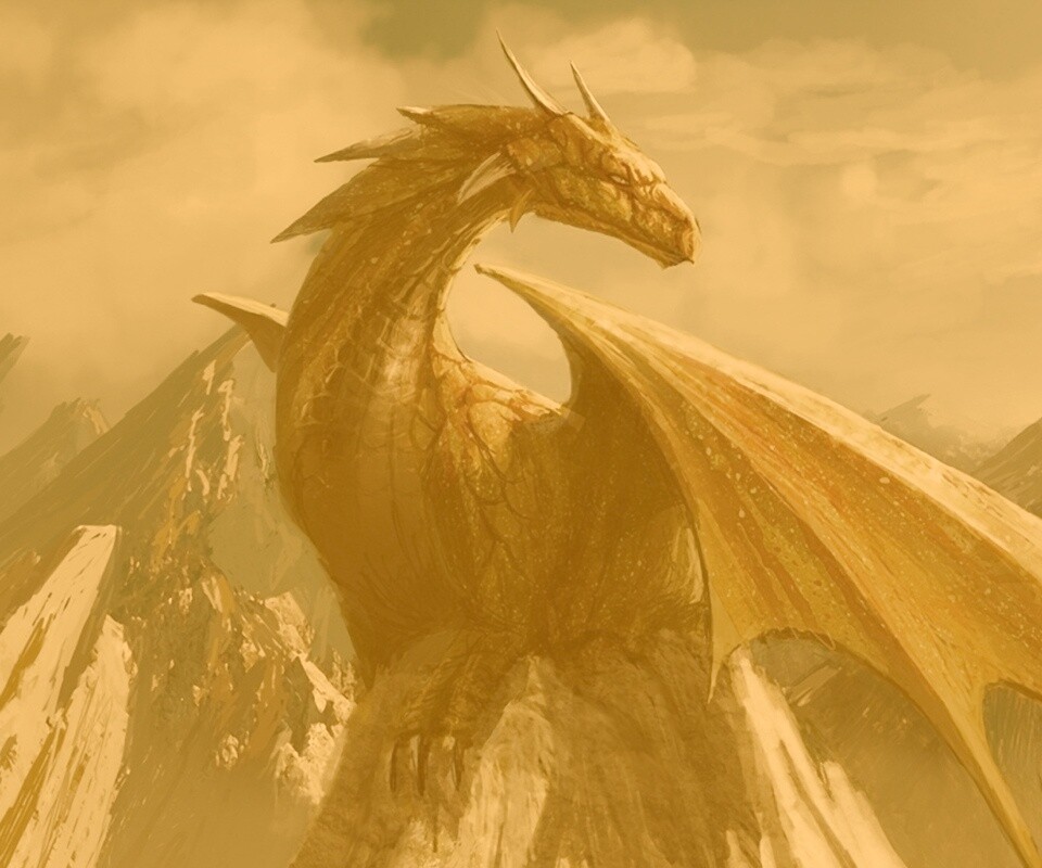 Дракон на вершине скалы обои