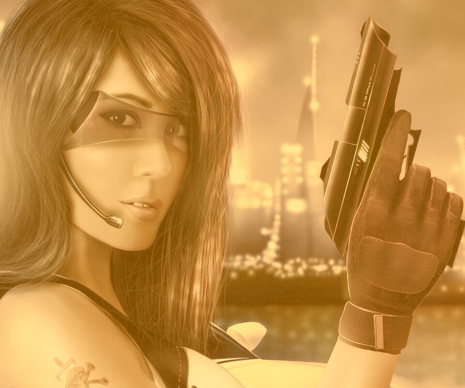 Девушка из будущего с пистолетом обои