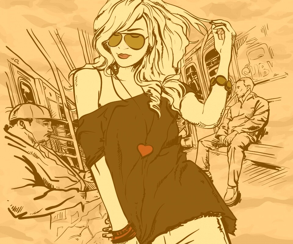 Стильная девушка в метро обои