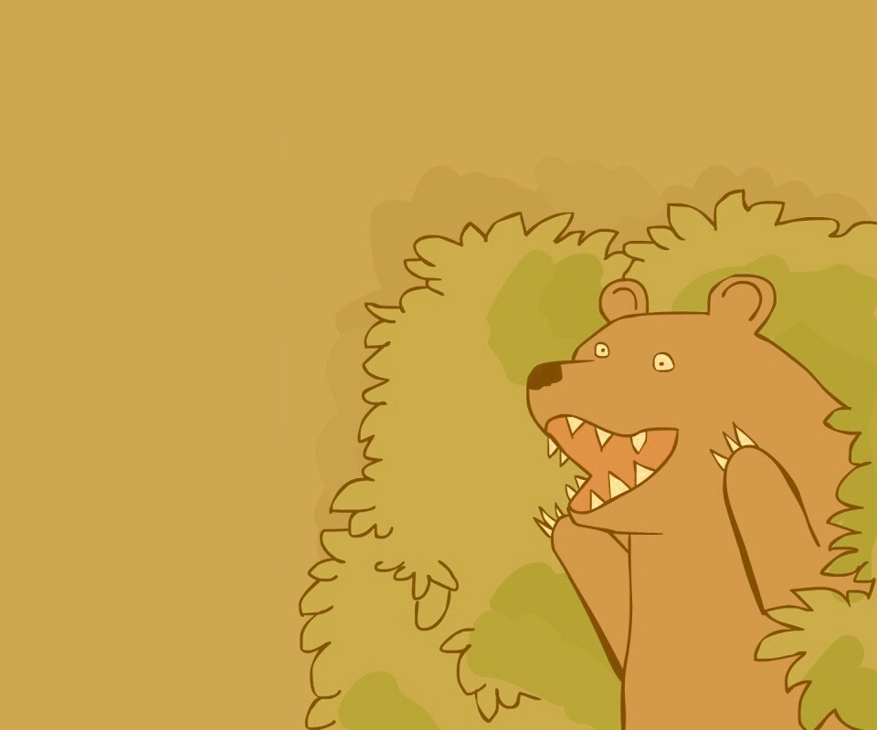 Медведь в кустах обои