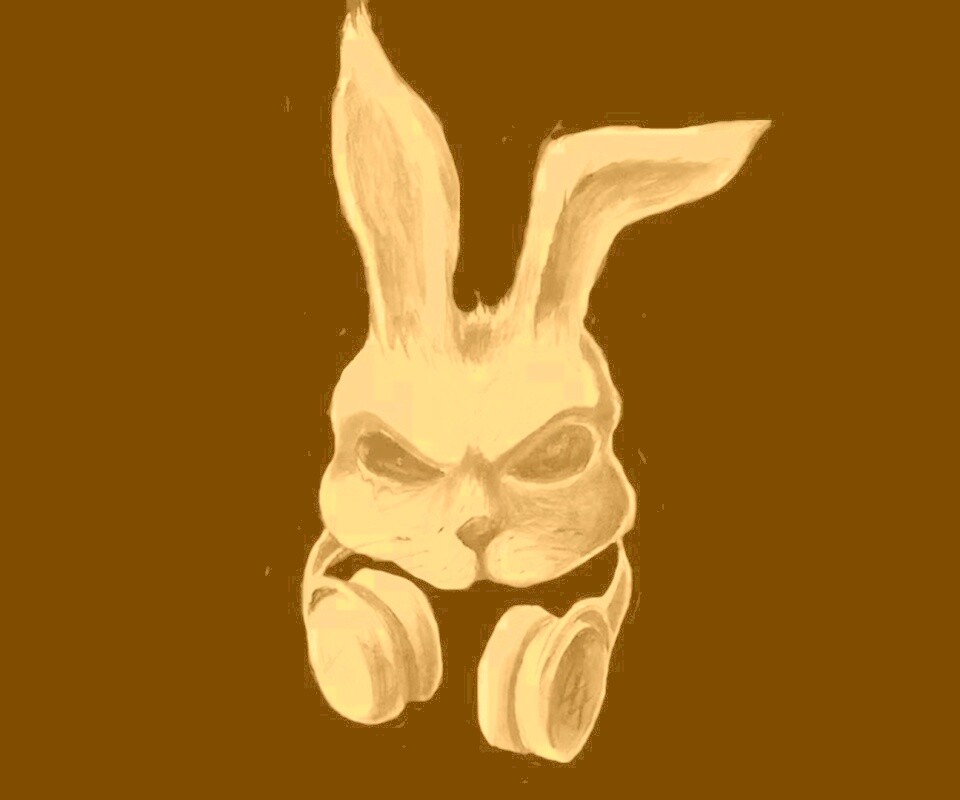 Кролик в наушниках обои