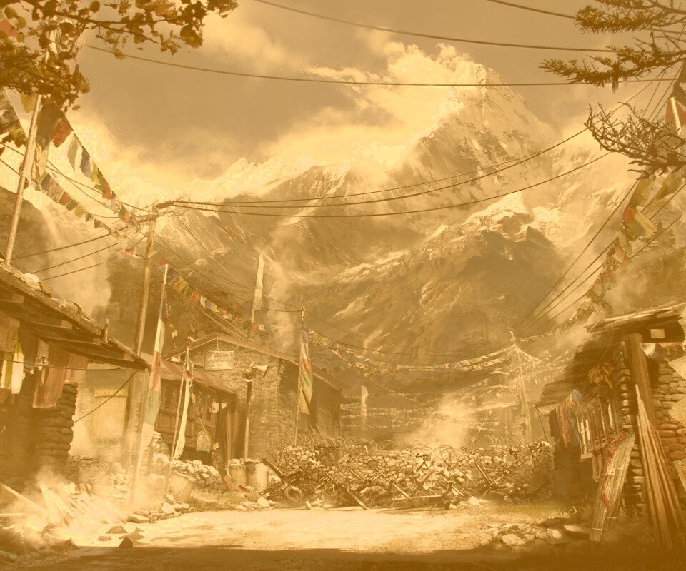 Загороженная улица в горах обои