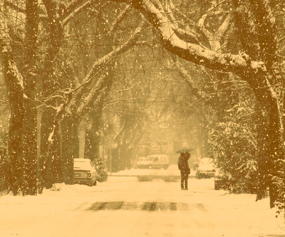 Зимняя улица обои