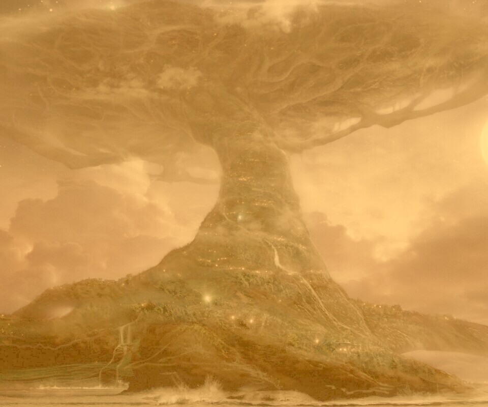 Дерево-город обои