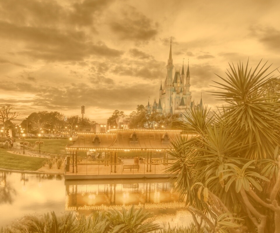 Диснеёленд вечером обои