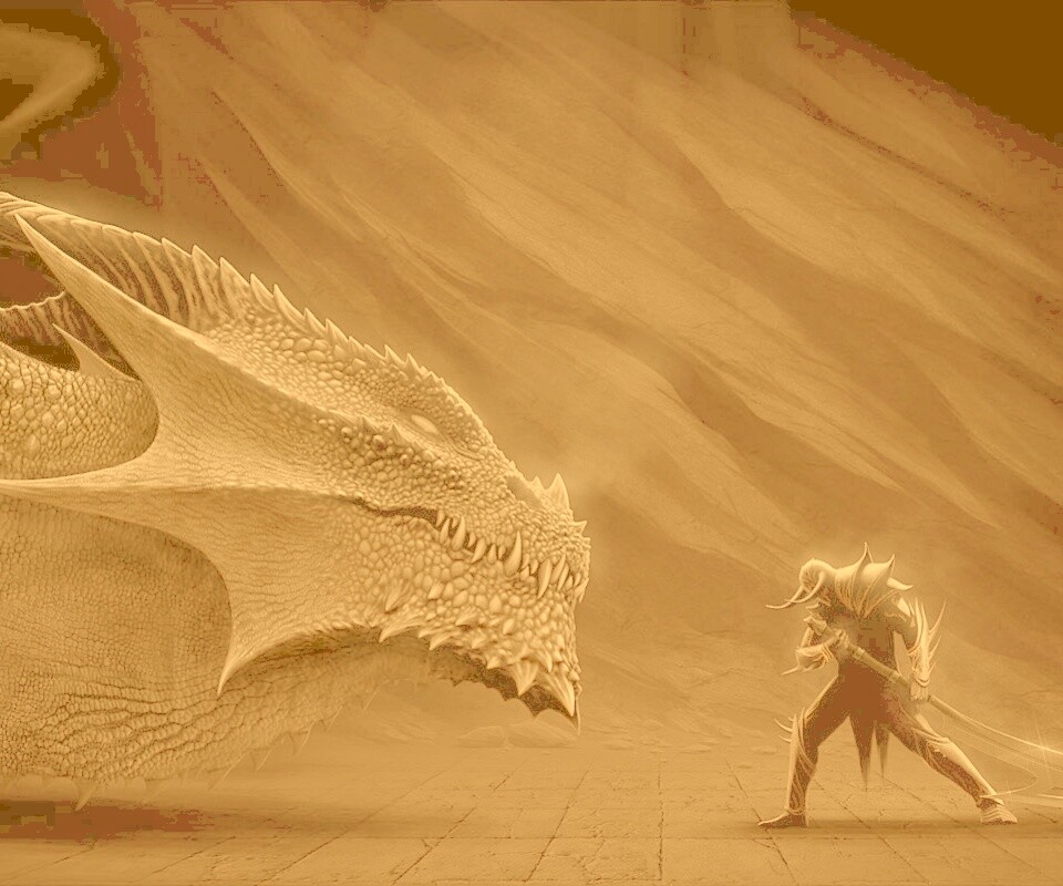 Дракон и воин обои