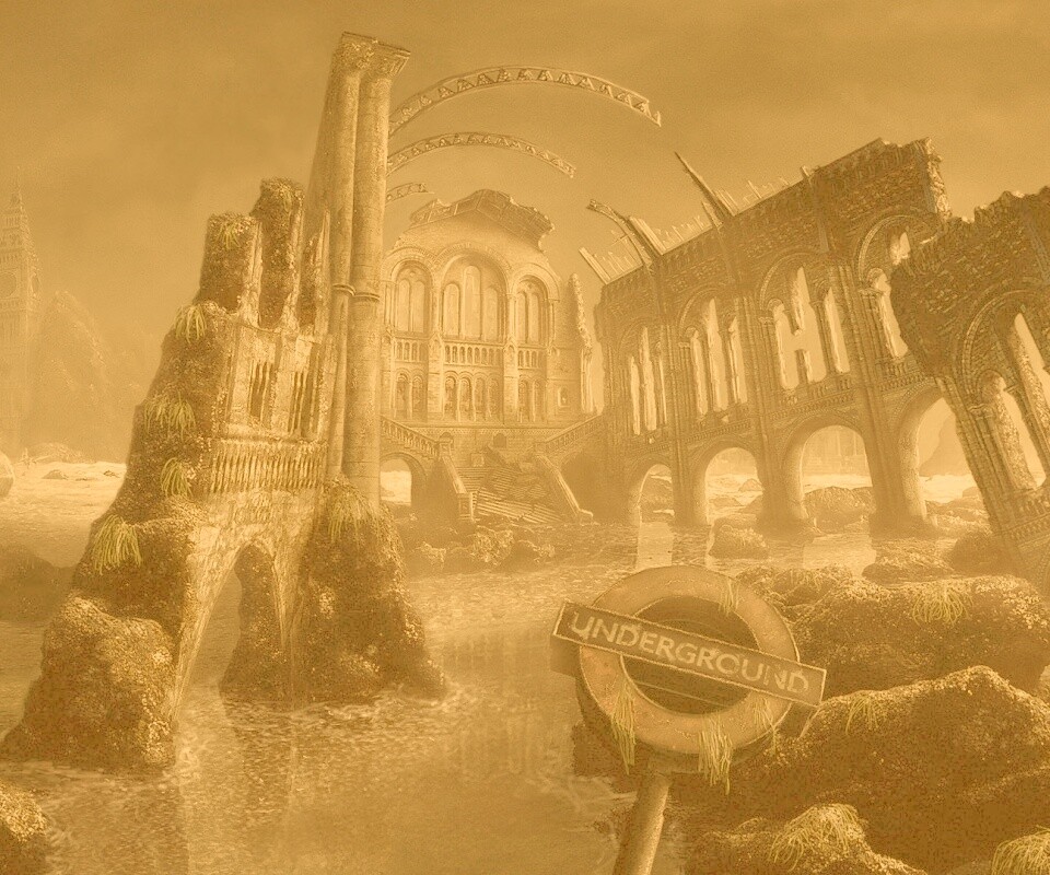 Затопленные руины обои