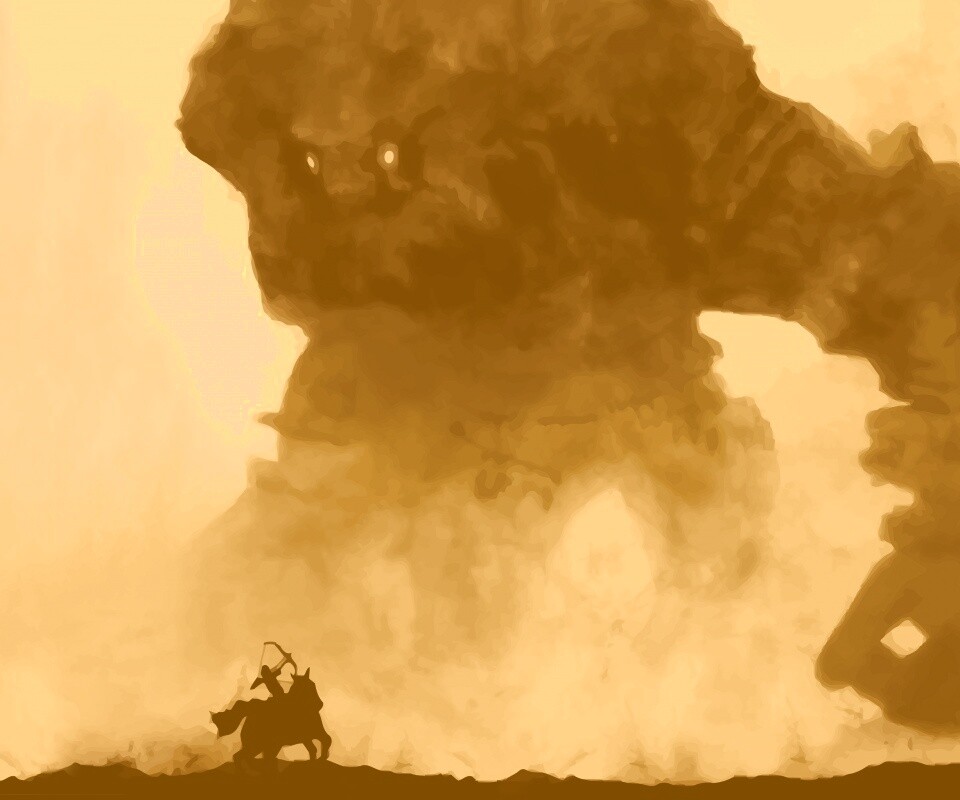 Всадник и огромный голем обои