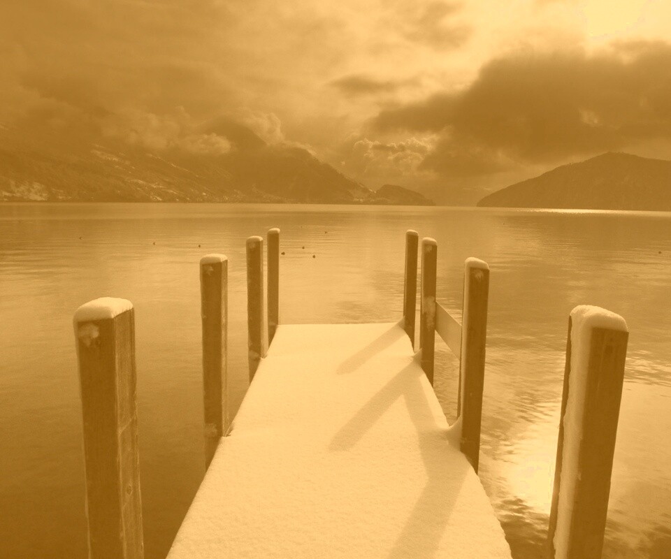 Заснеженный причал обои