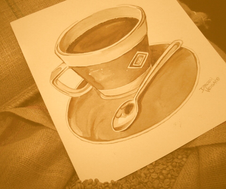 Нарисованная чашка кофе обои