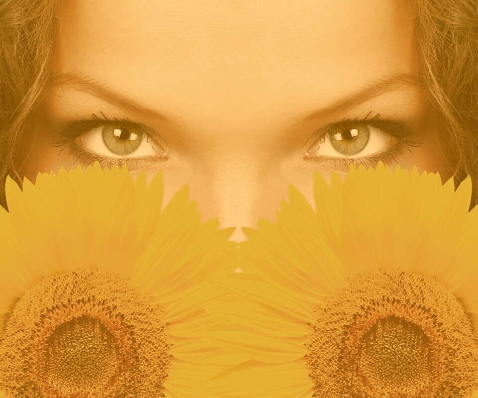 Девушка с желтыми ромашками обои