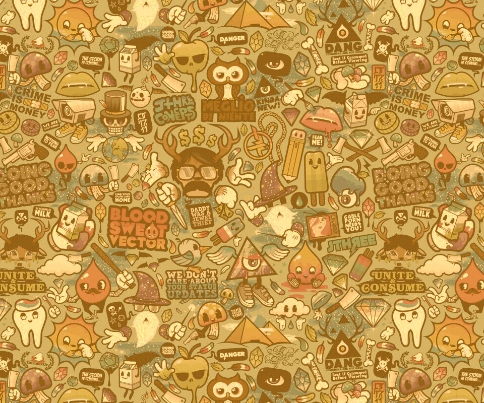 Коллаж из мультяшных картинок обои