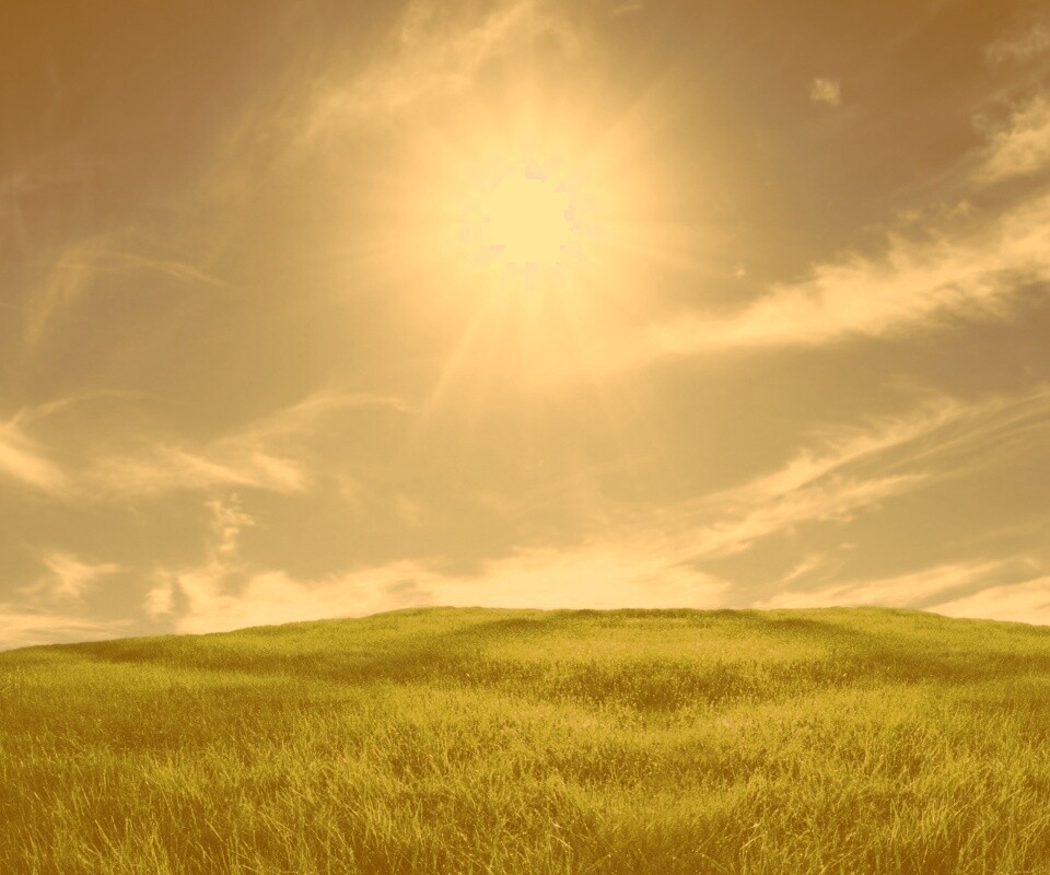 Солнце над холмом обои