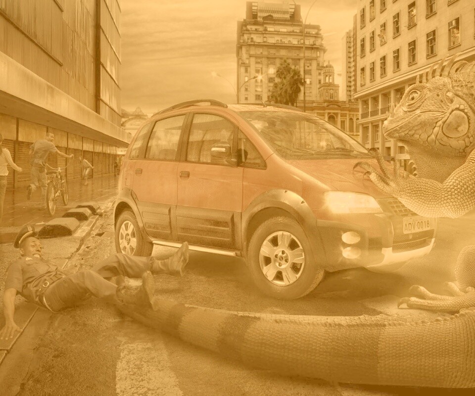 Ящерица в городе обои