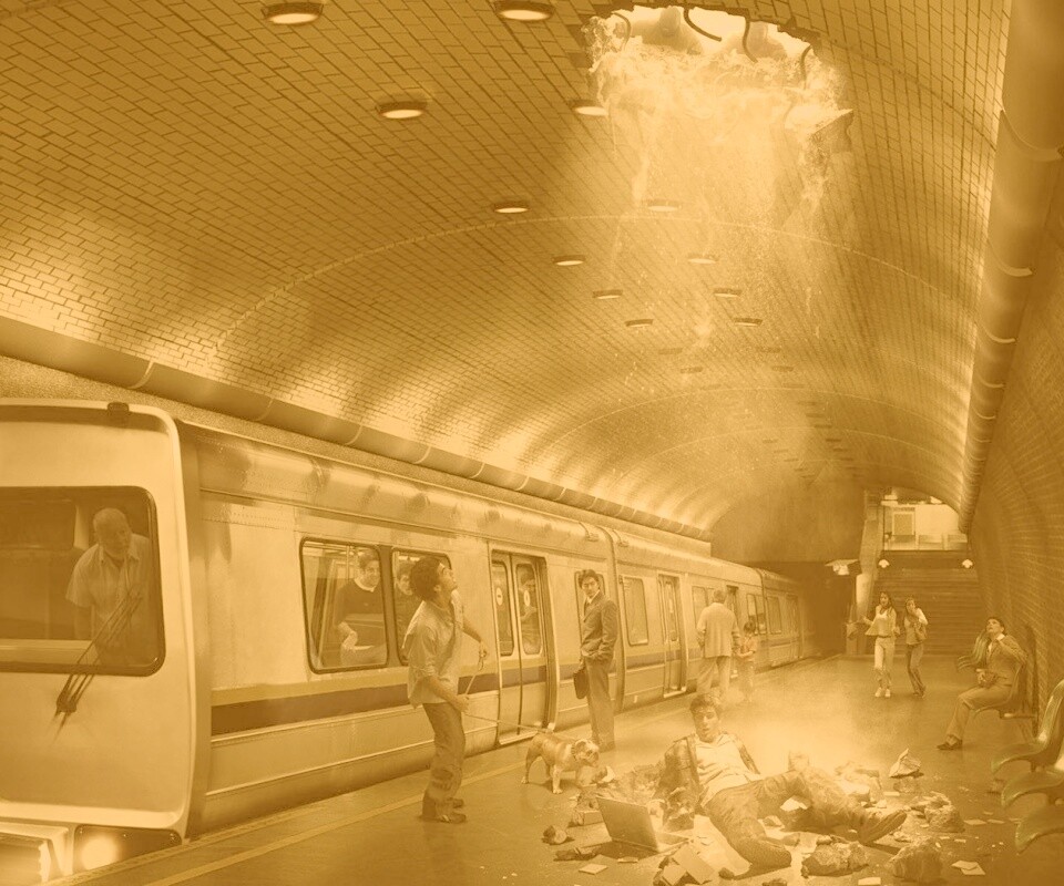 Провалившийся в метро обои