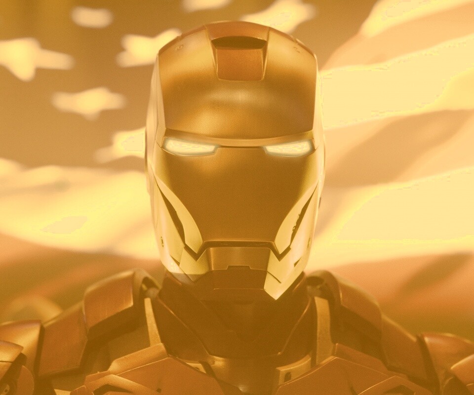 Железный человек на фоне американского флага обои