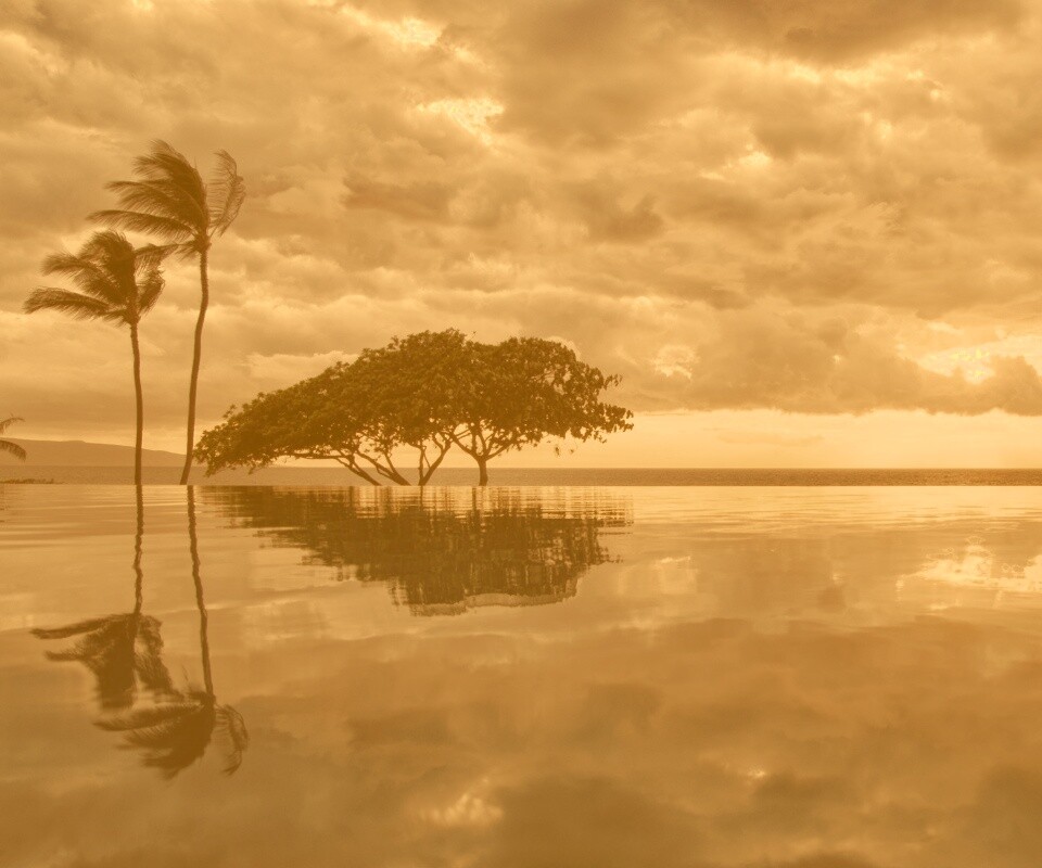 Восход над озером обои