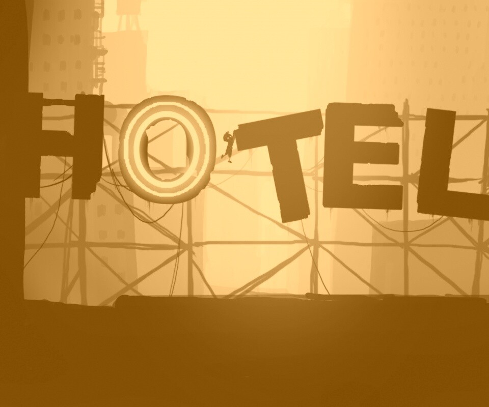 Мальчик из Limbo на вывеске "Hotel" обои
