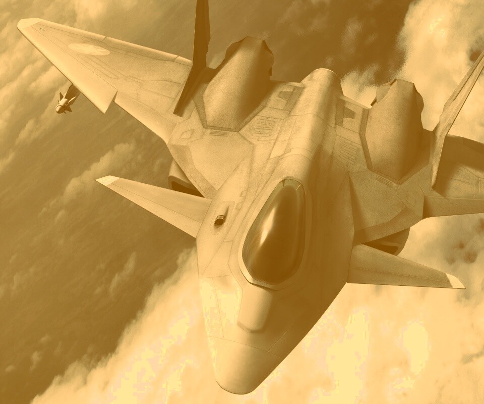 Нарисованный истребитель в полете обои