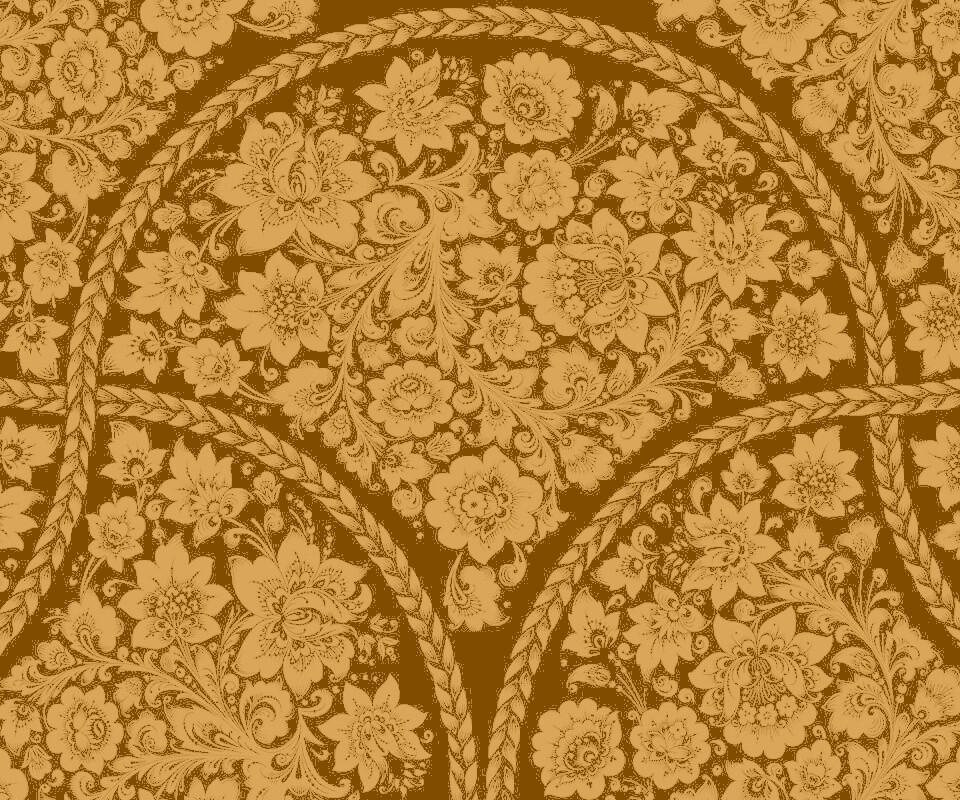 Черный цветастый узор под хохлому обои