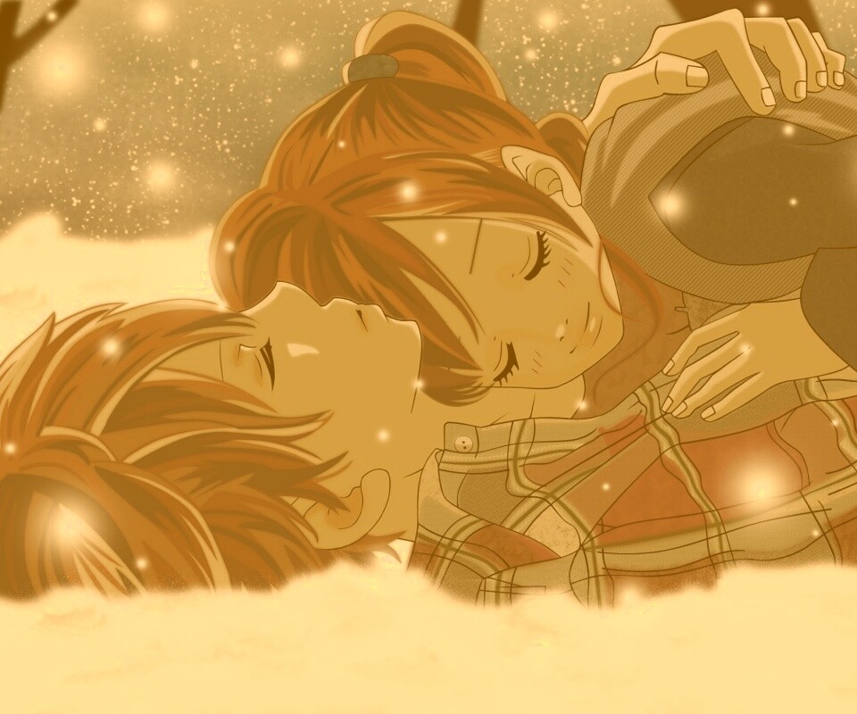 Двое на снегу из Bokura Ga Ita обои