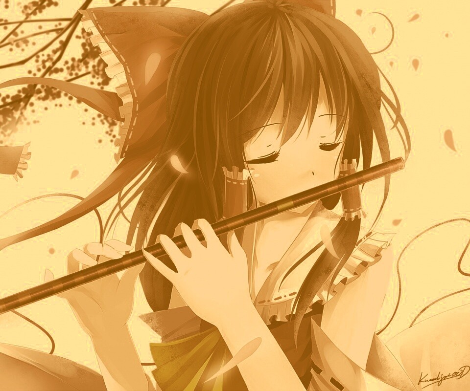 Девочка играет на флейте обои