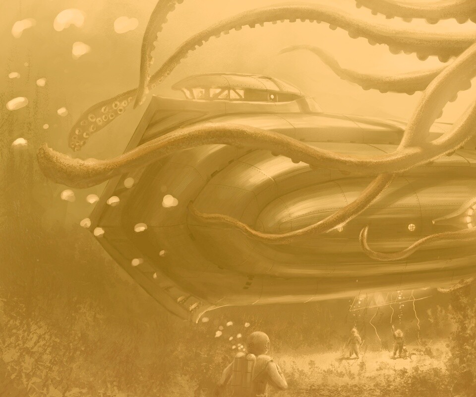 Наутилус в плену щупалец обои