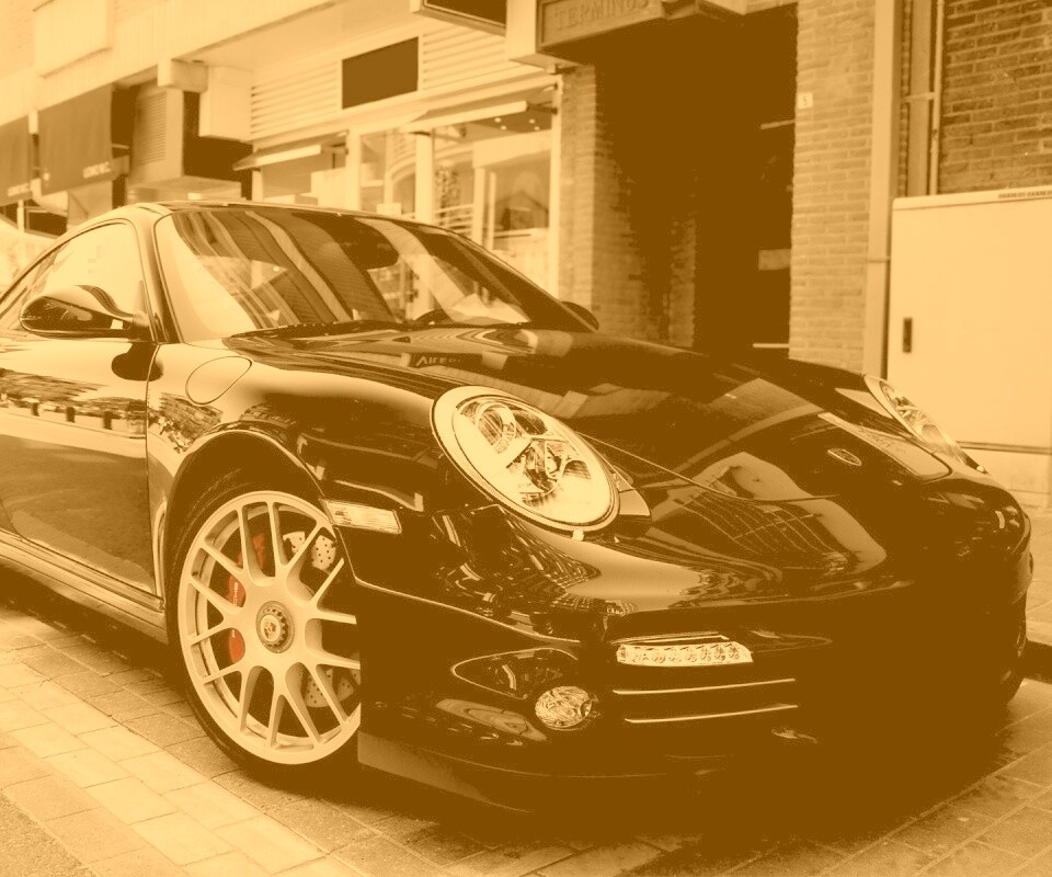 Чёрно-белое фото Porsche обои