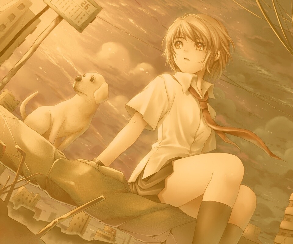 Девочка с собакой обои