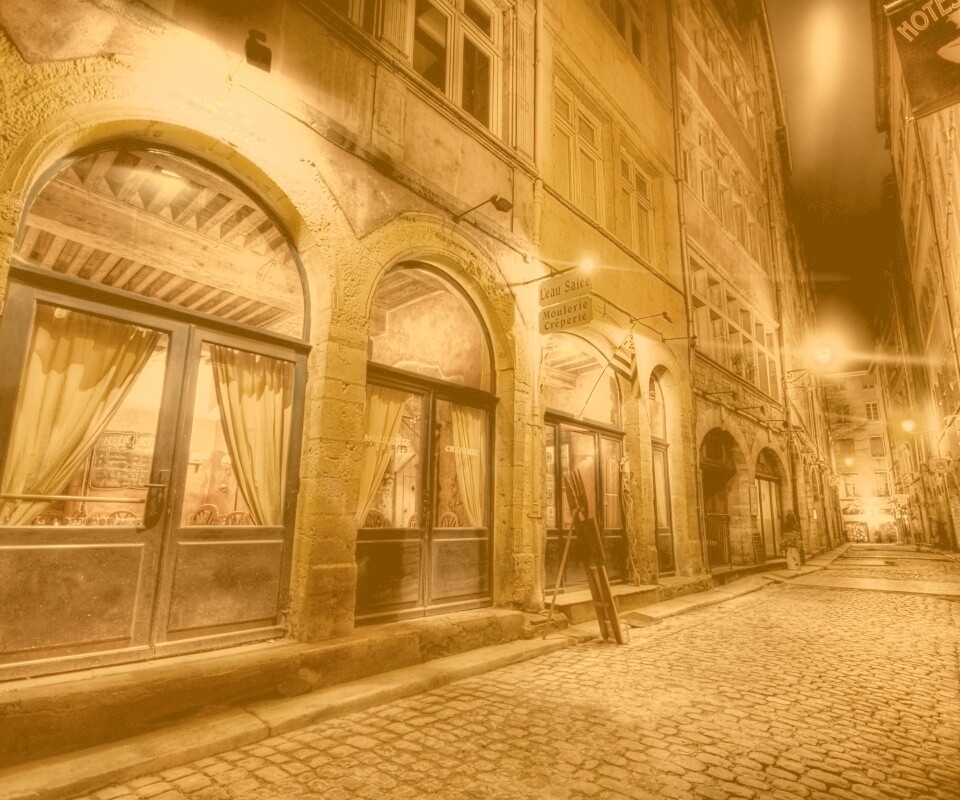 Ночная улочка обои