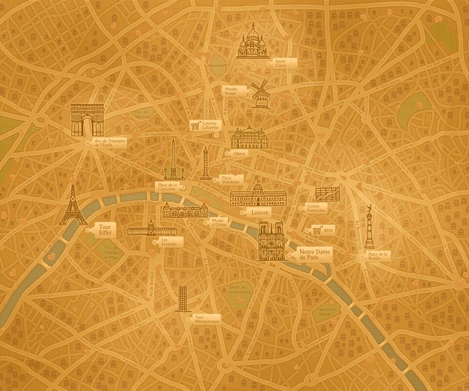 Карта Парижа обои