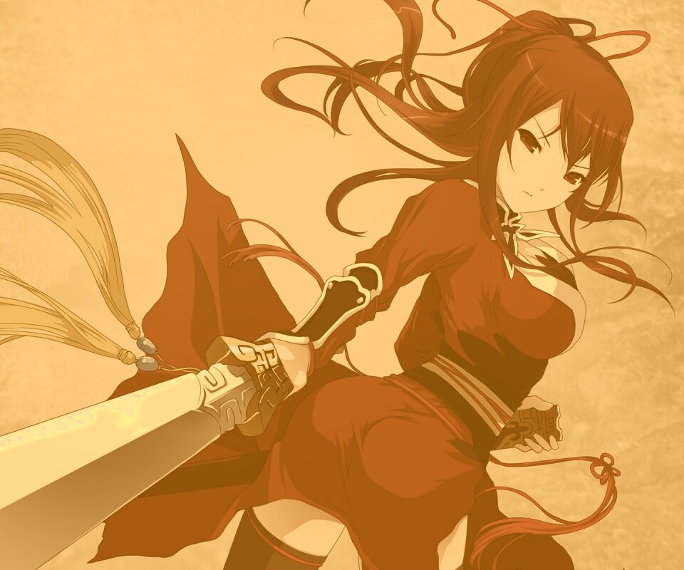 Рыжая девочка с мечем обои