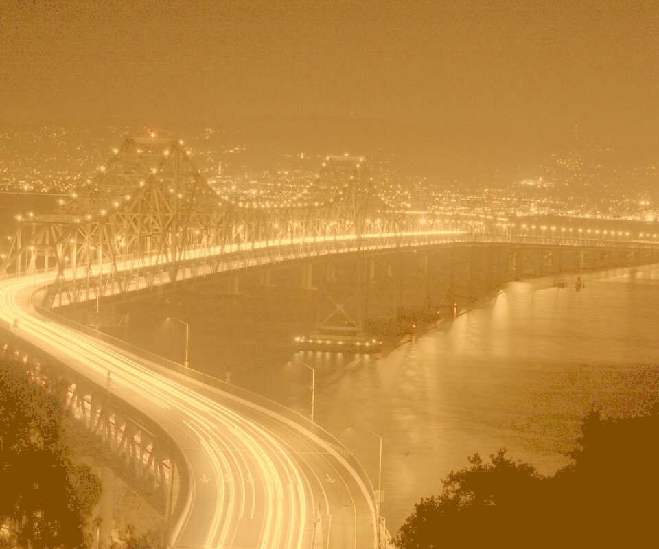 Вид на мост ночью обои