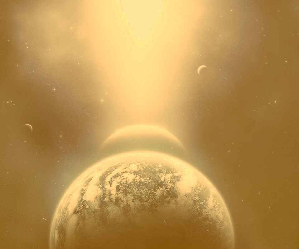 Свет звезды падает на планету обои