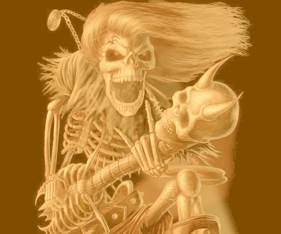 Скелет играет на скелет-гитары обои