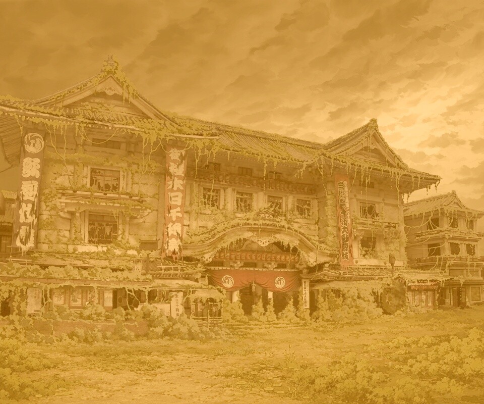 Заброшенное японское здание обои