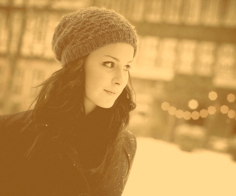 Девушка зимой обои