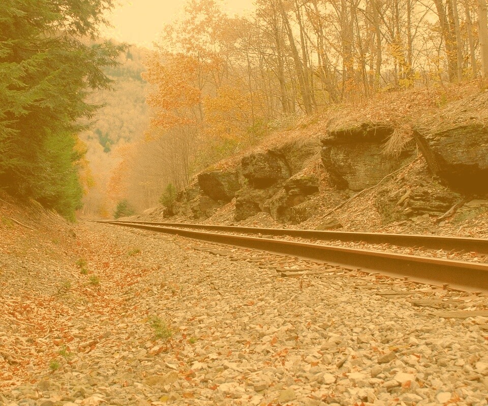 Железная дорога в скалистой местности обои