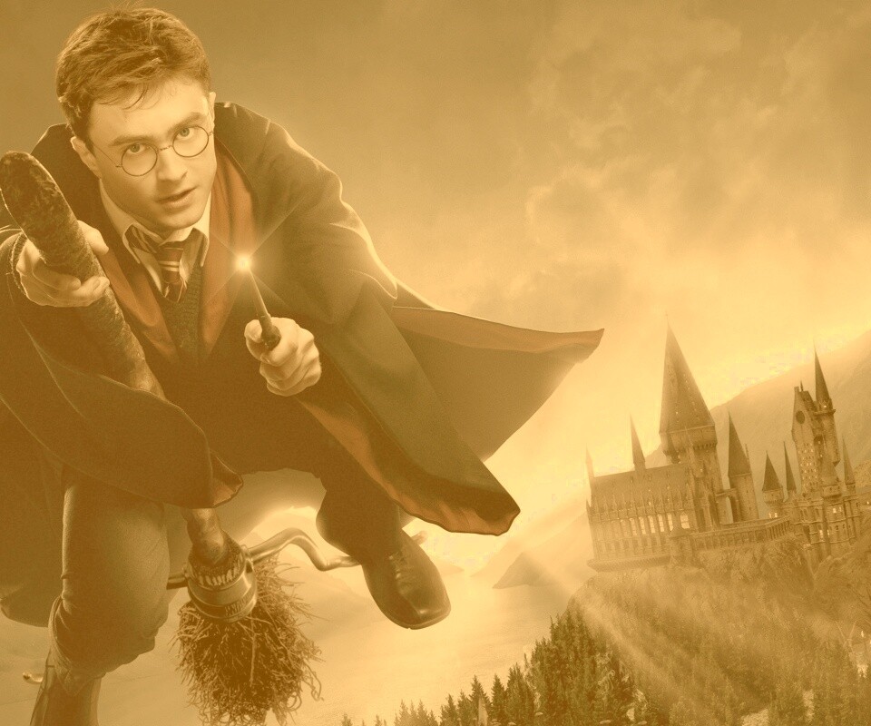 Гарри Поттер на метле обои