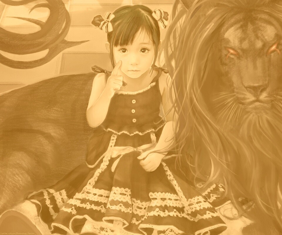 Тёмный лев обои