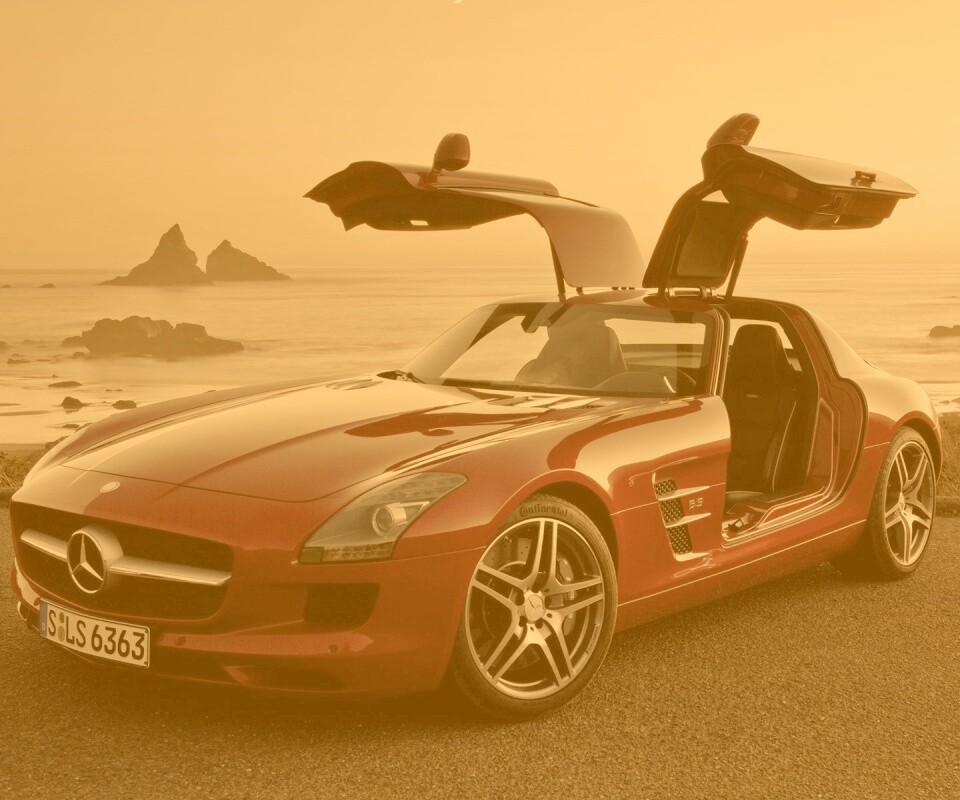 Мерседес на побережье обои