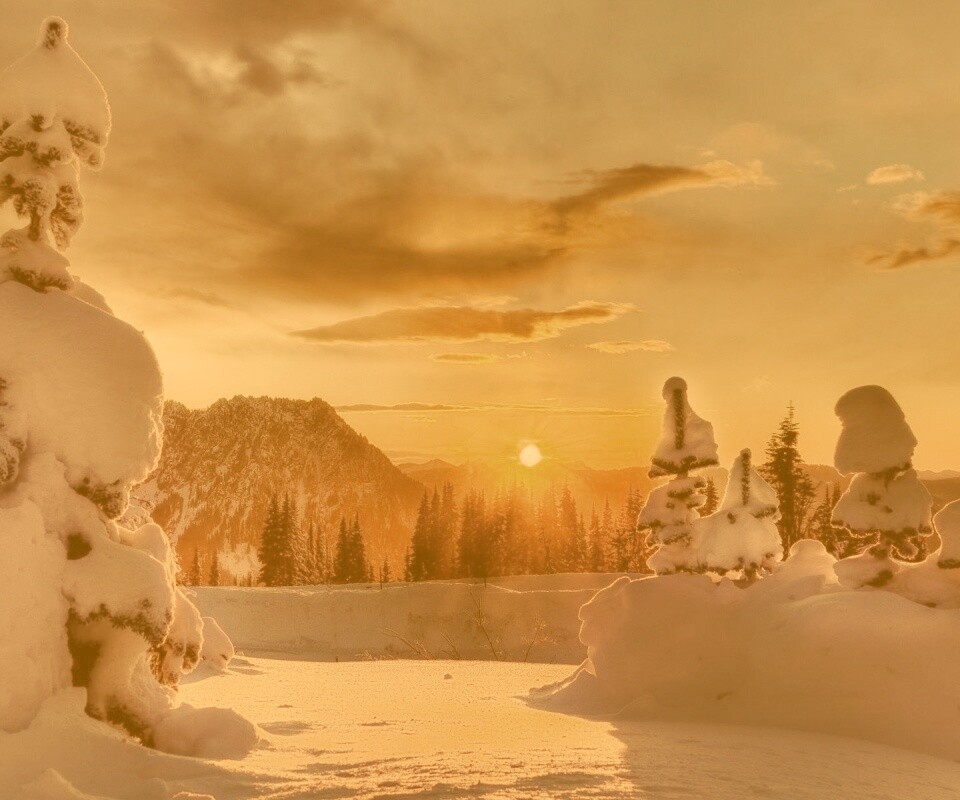 Зимнее солнце обои