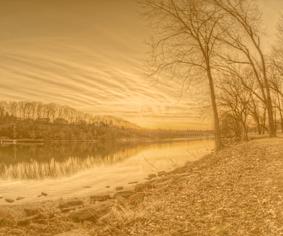 Осенний закат обои