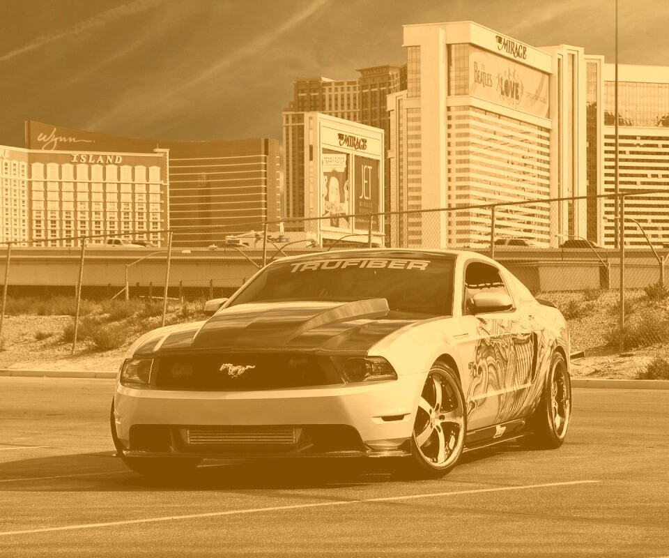 Мустанг на парковке обои