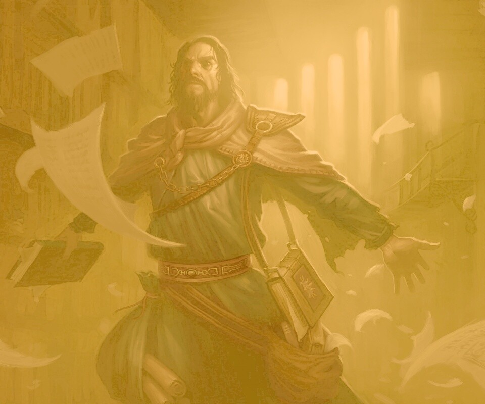 Маг в библиотеке обои