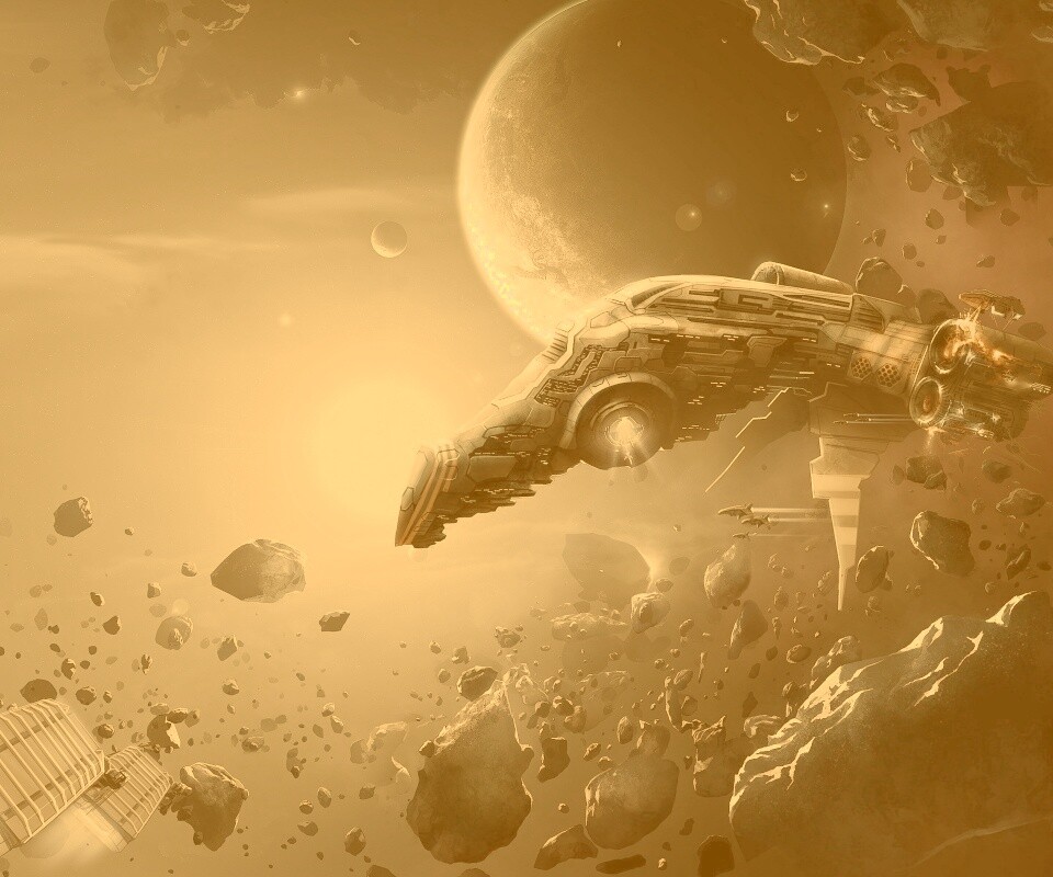 Космические корабли в поясе метеоритов обои