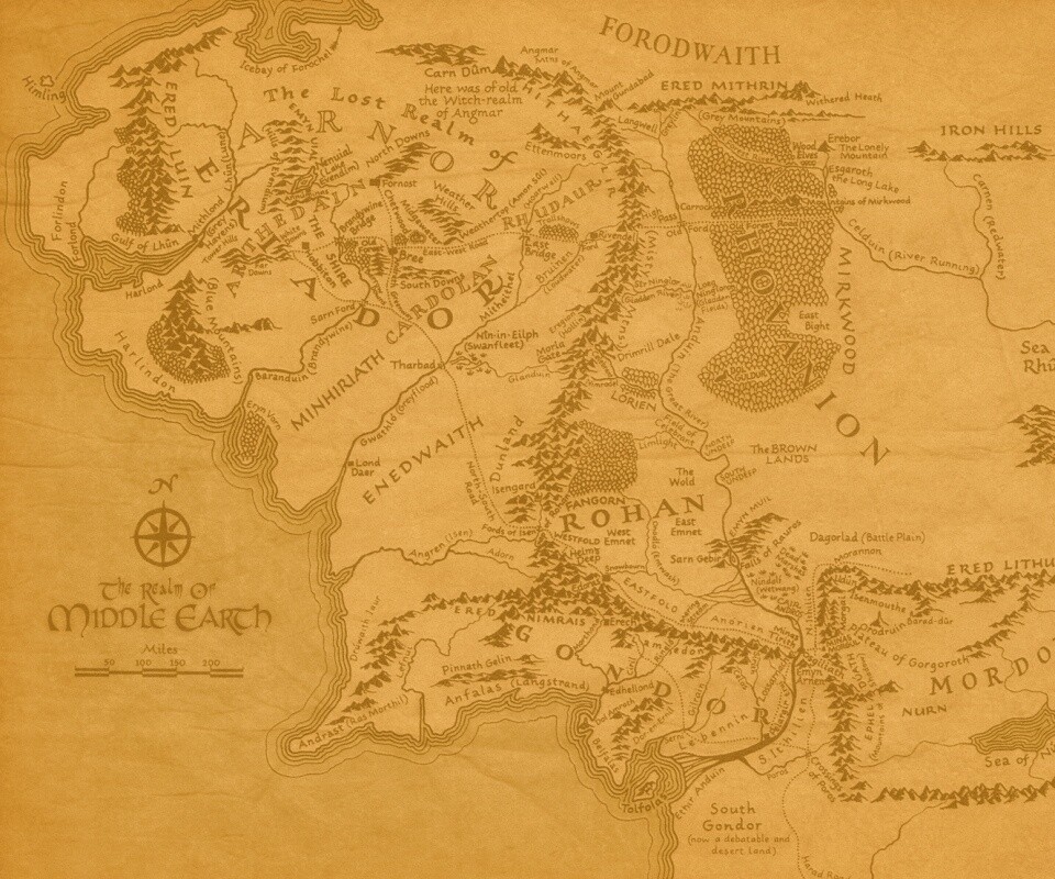 Карта Средиземья обои