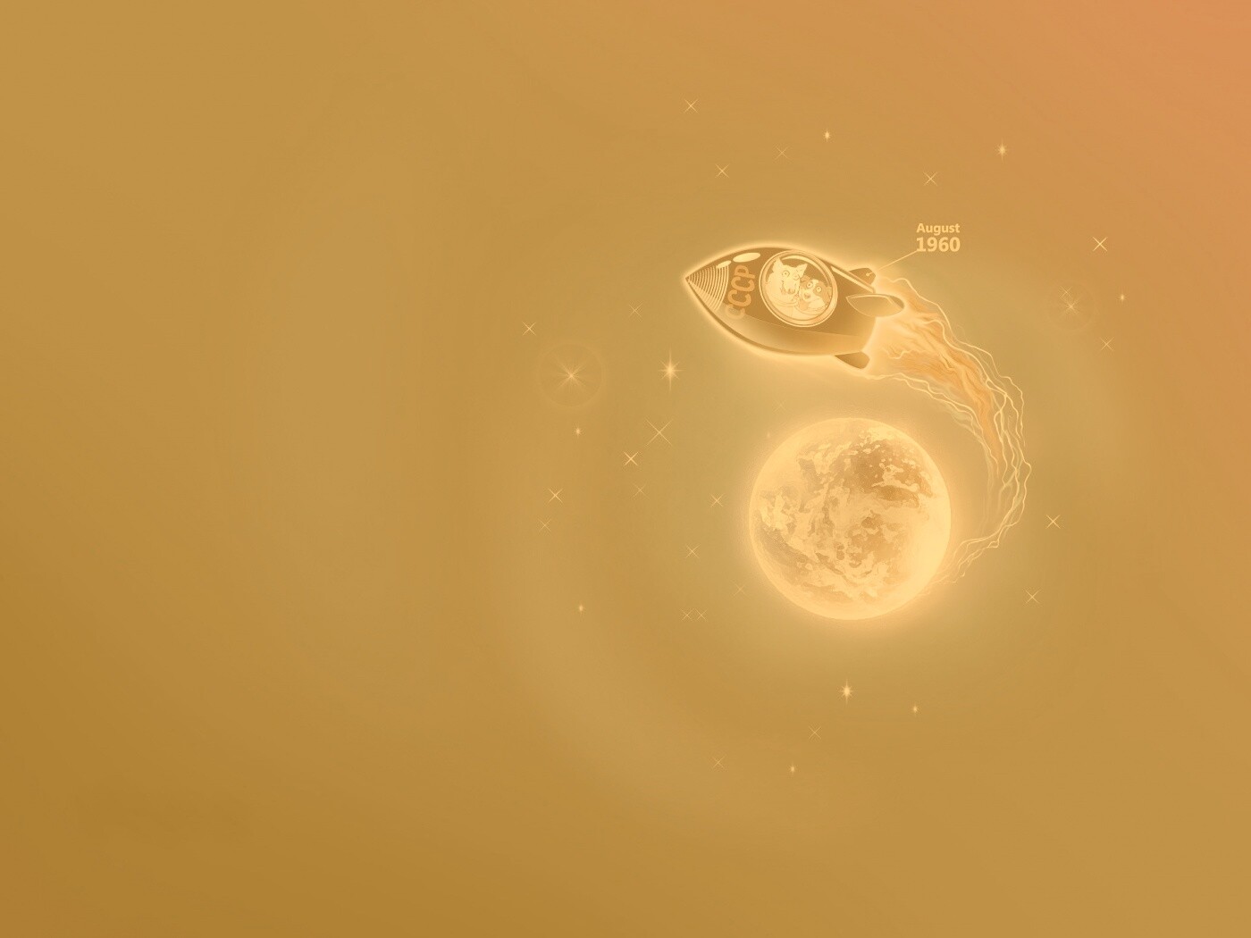 Белка и Стрелка летят в космос обои